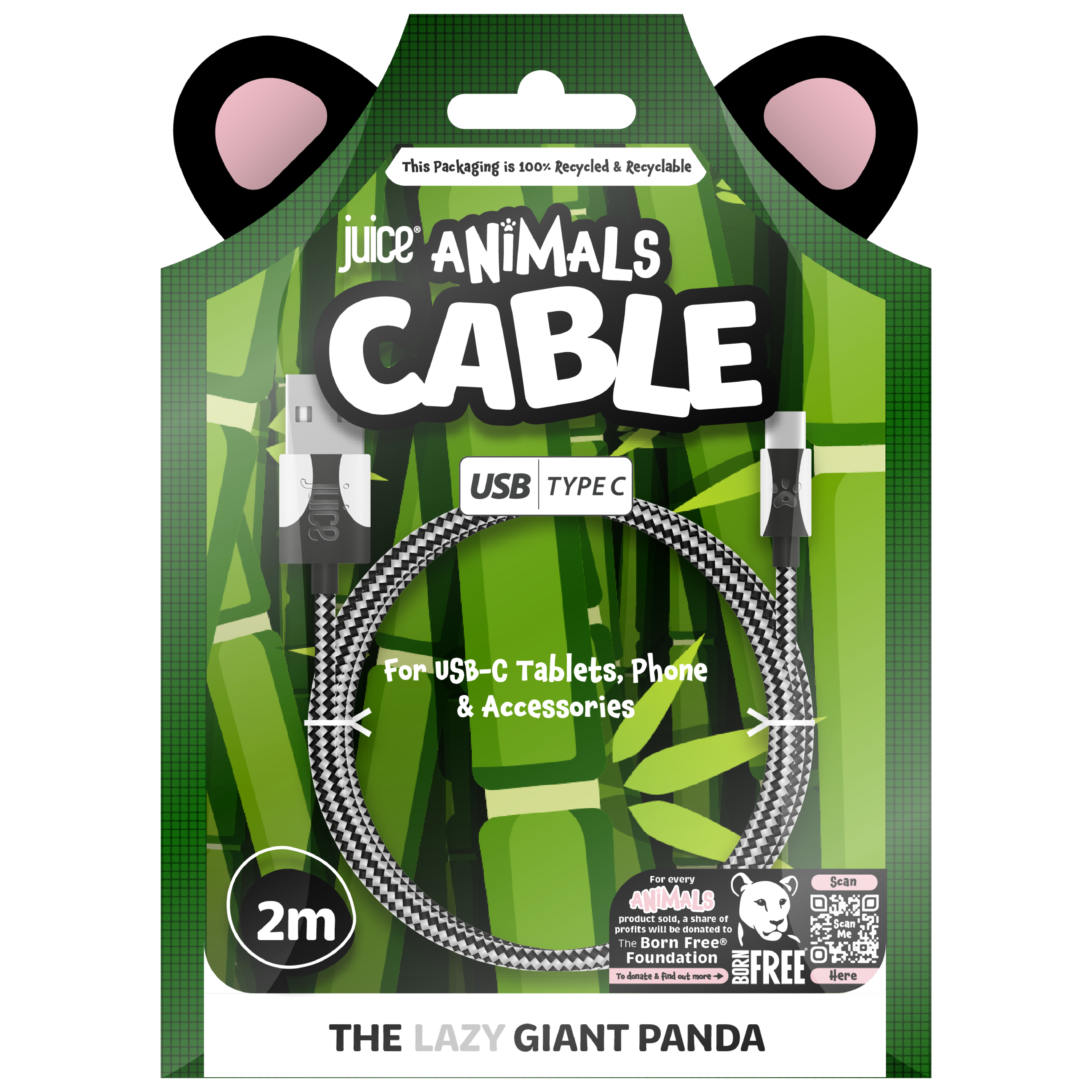 Juice Animals USB Type-C Braided 2m Charging Cable