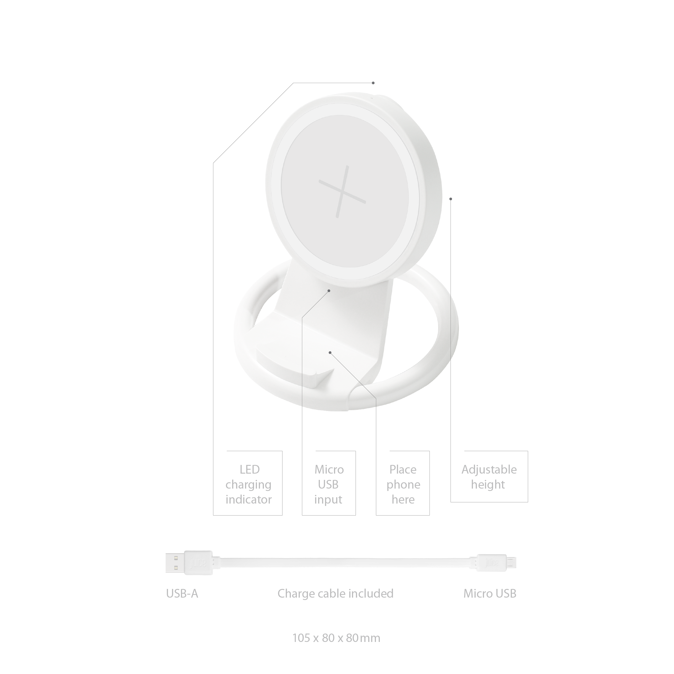 Juice Kickstand 5W Wireless Charger - White