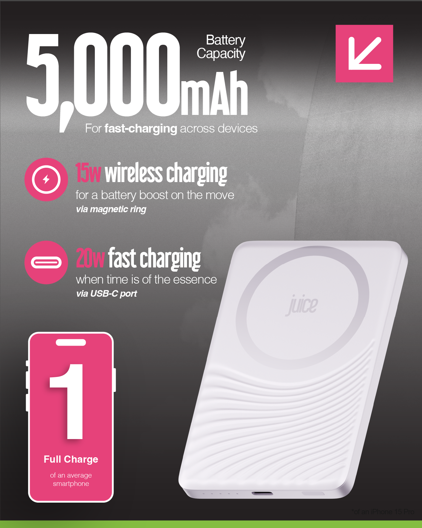 Juice 1 Charge Mag Tec Power Bank – 5,000mAh