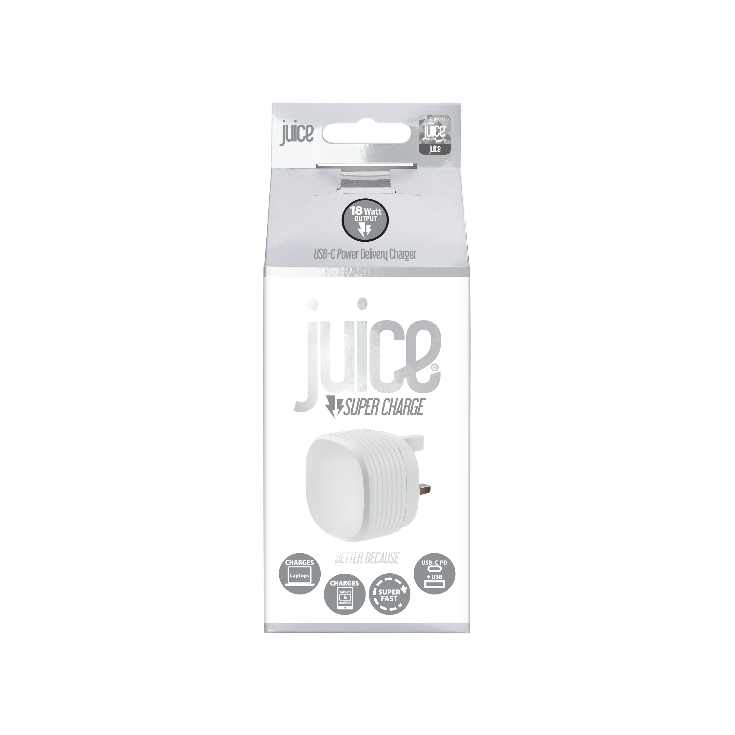 Juice 18W Dual Port Super Charge Plug – White