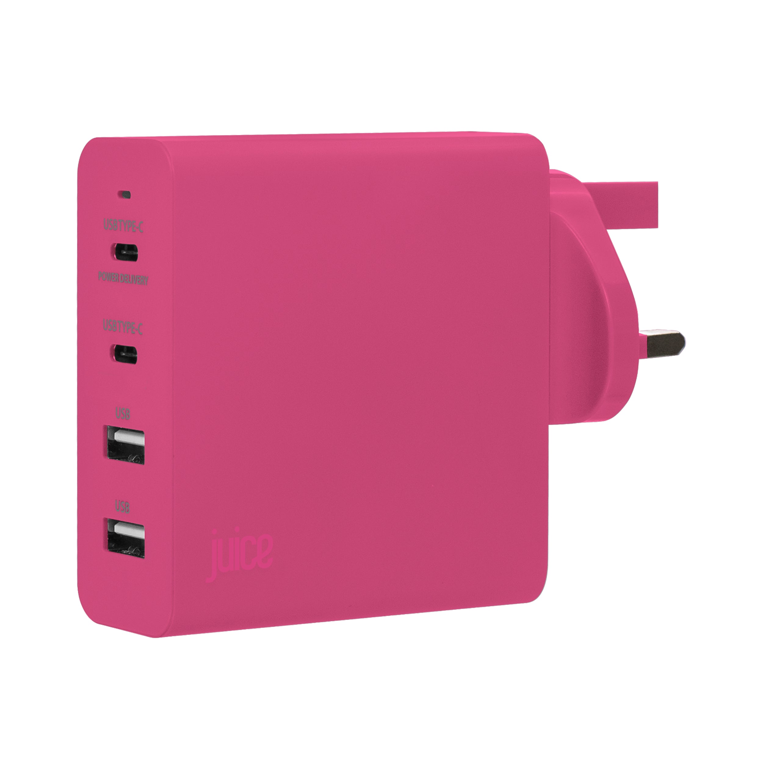 Juice Quad Juice 3.4 Amp 4 Port Mains Charger Plug with 2 x USB-C Ports