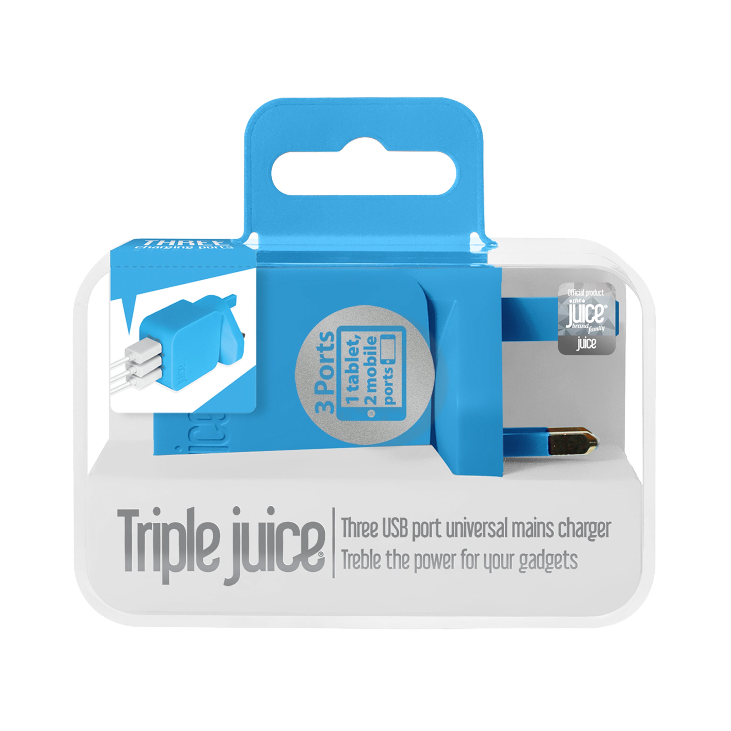Juice Triple Juice 3.4 Amp 3 Port Mains Charger Plug
