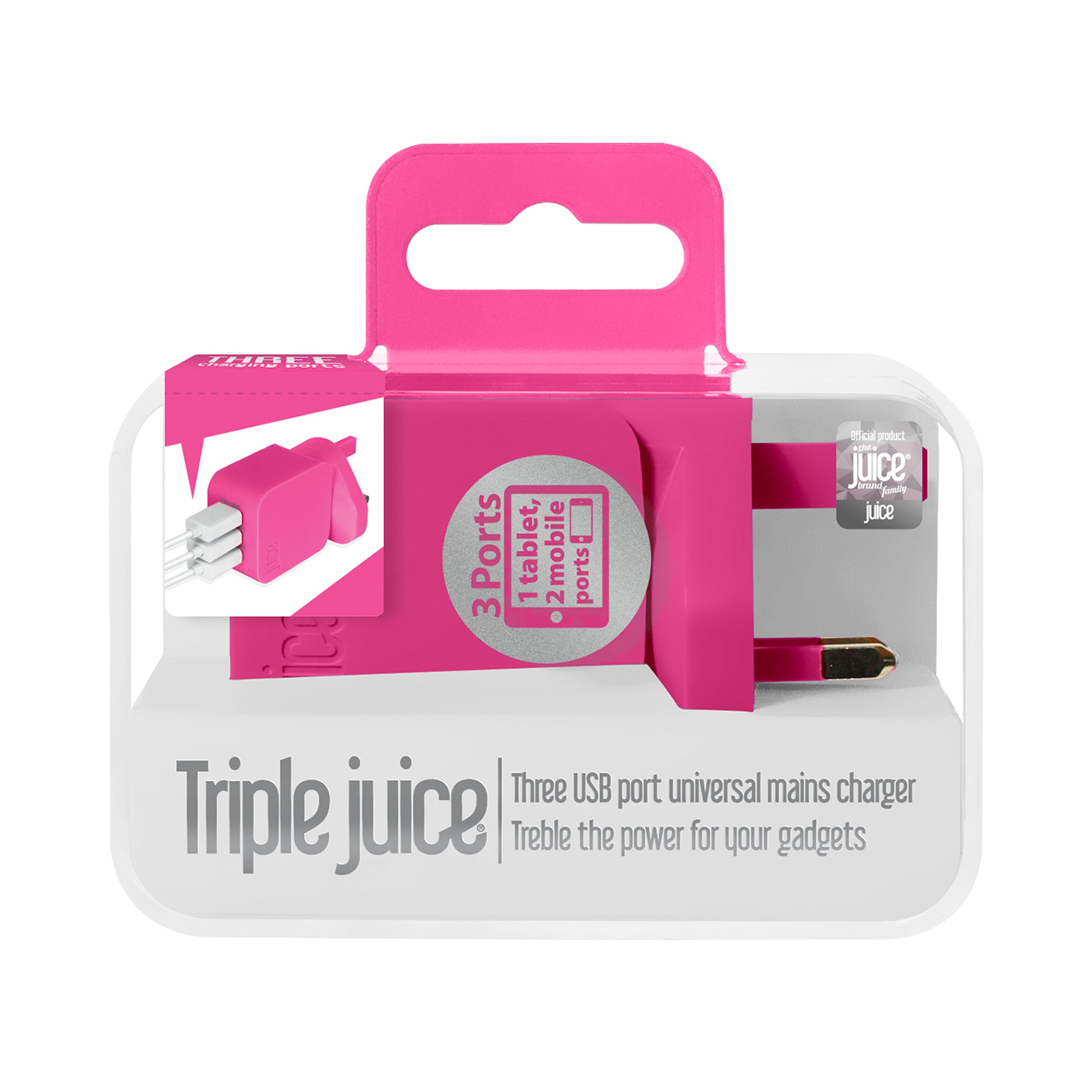 Juice Triple Juice 3.4 Amp 3 Port Mains Charger Plug