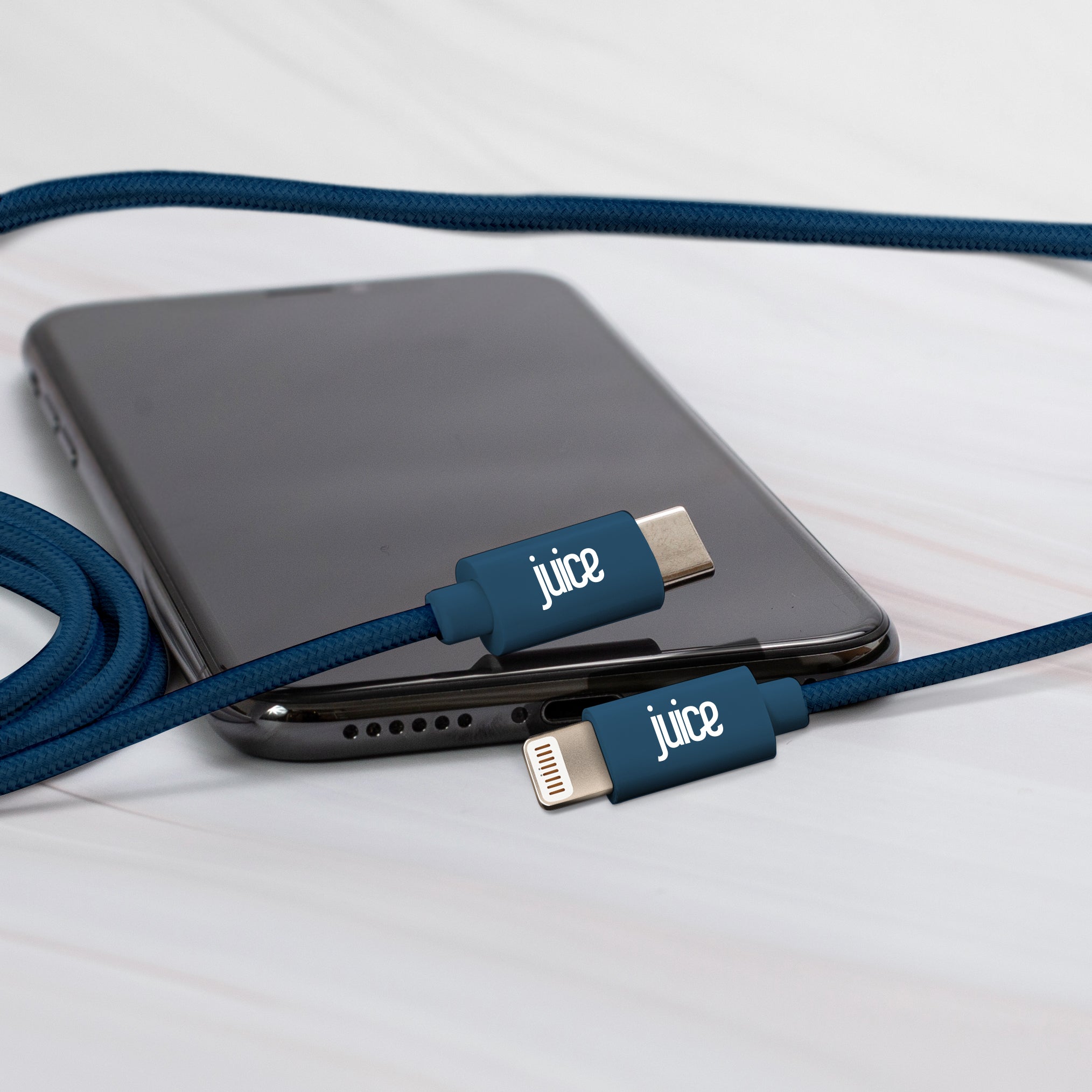 Juice Apple Lightning to USB Type-C Braided Charging Cable 2m – Navy