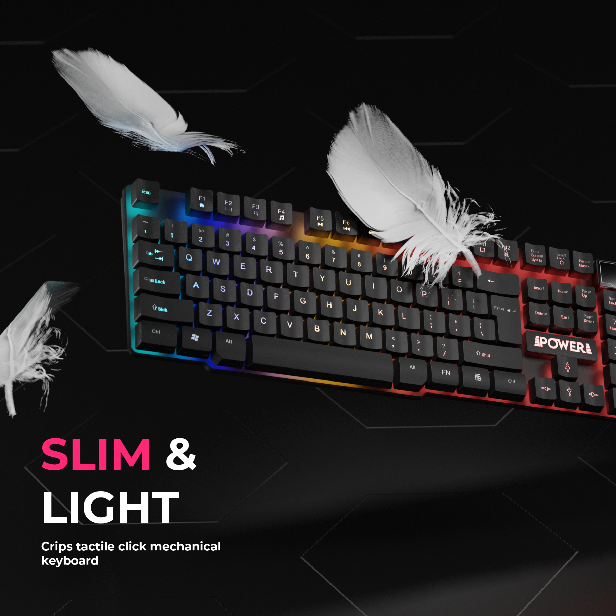 Power Gaming Recon Ocelot RGB Wired Gaming Keyboard - Black