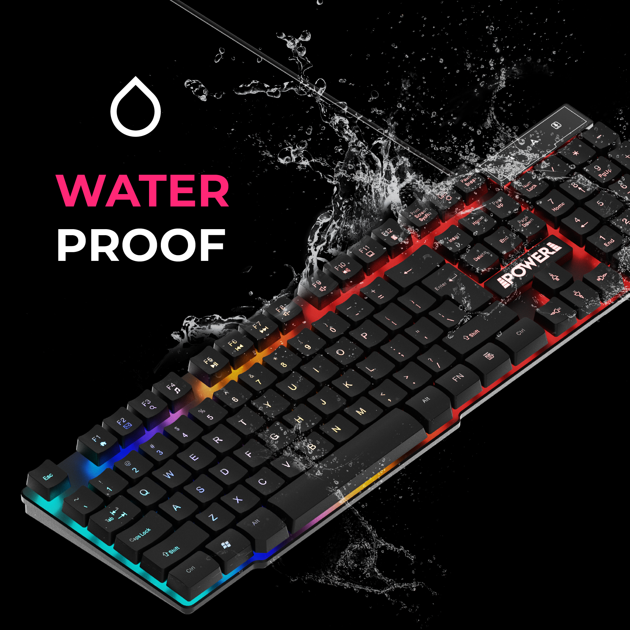 Power Gaming Recon Ocelot RGB Wired Gaming Keyboard - Black
