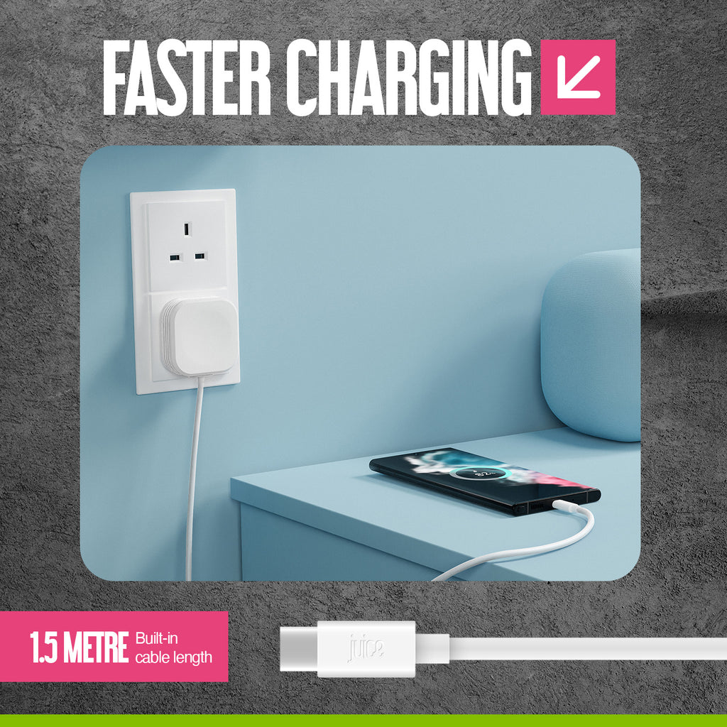 شاحن Juice 25 واط USB-C مع كابل مدمج بطول 1.5 متر 