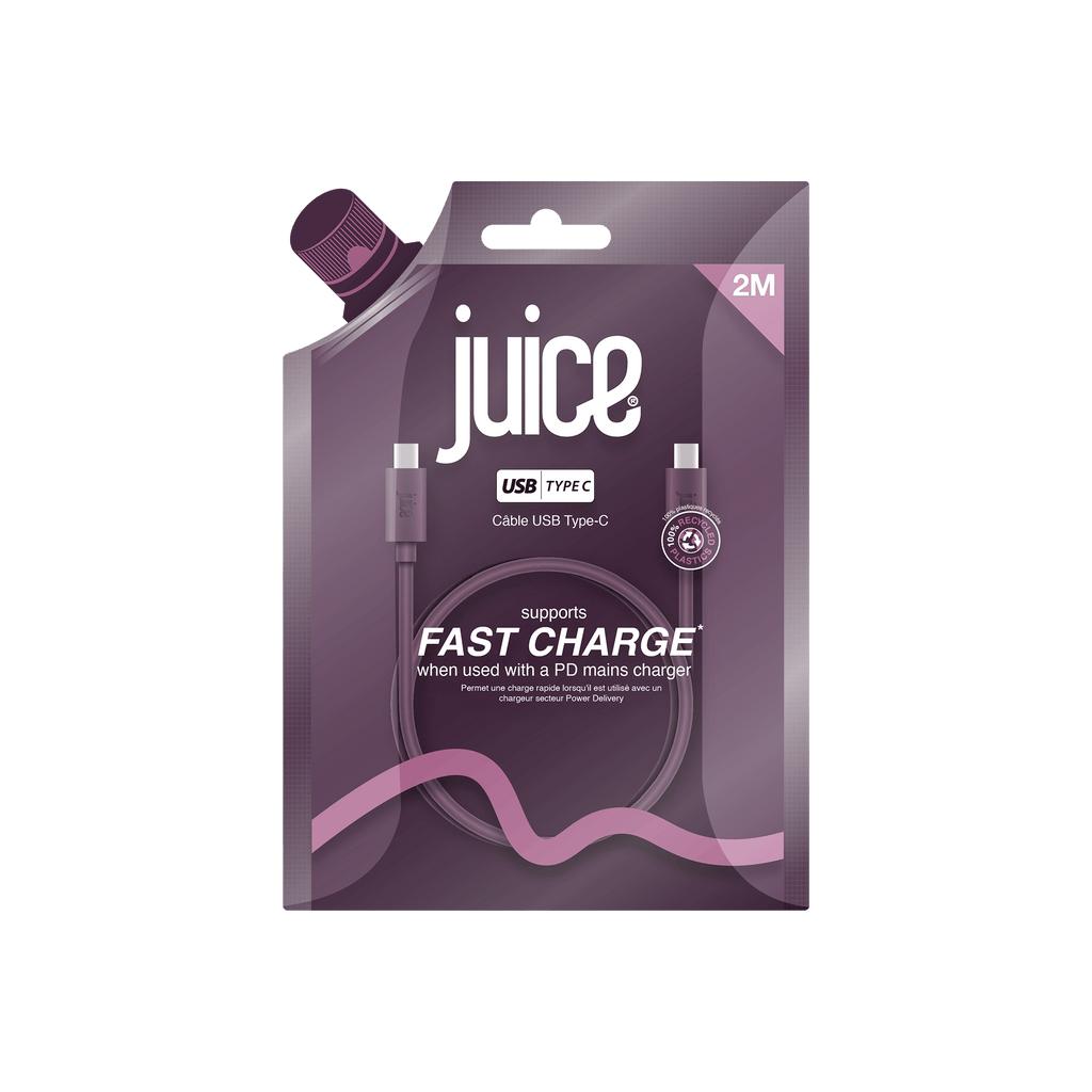 Juice iPhone 18 Colour Matched Bundle 1 – MagTec Power Bank + USB-C Cable 2m – Burgundy – Cable Packaging