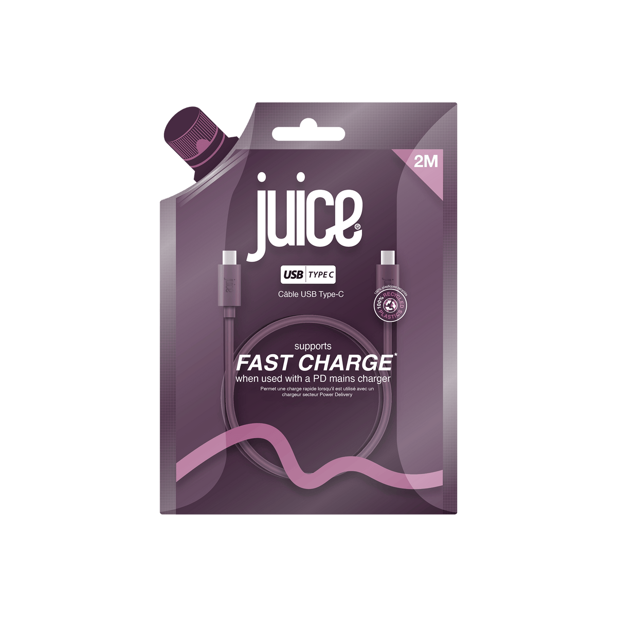 Juice iPhone 18 Colour Matched Bundle 1 – MagTec Power Bank + USB-C Cable 2m – Burgundy – Cable Packaging