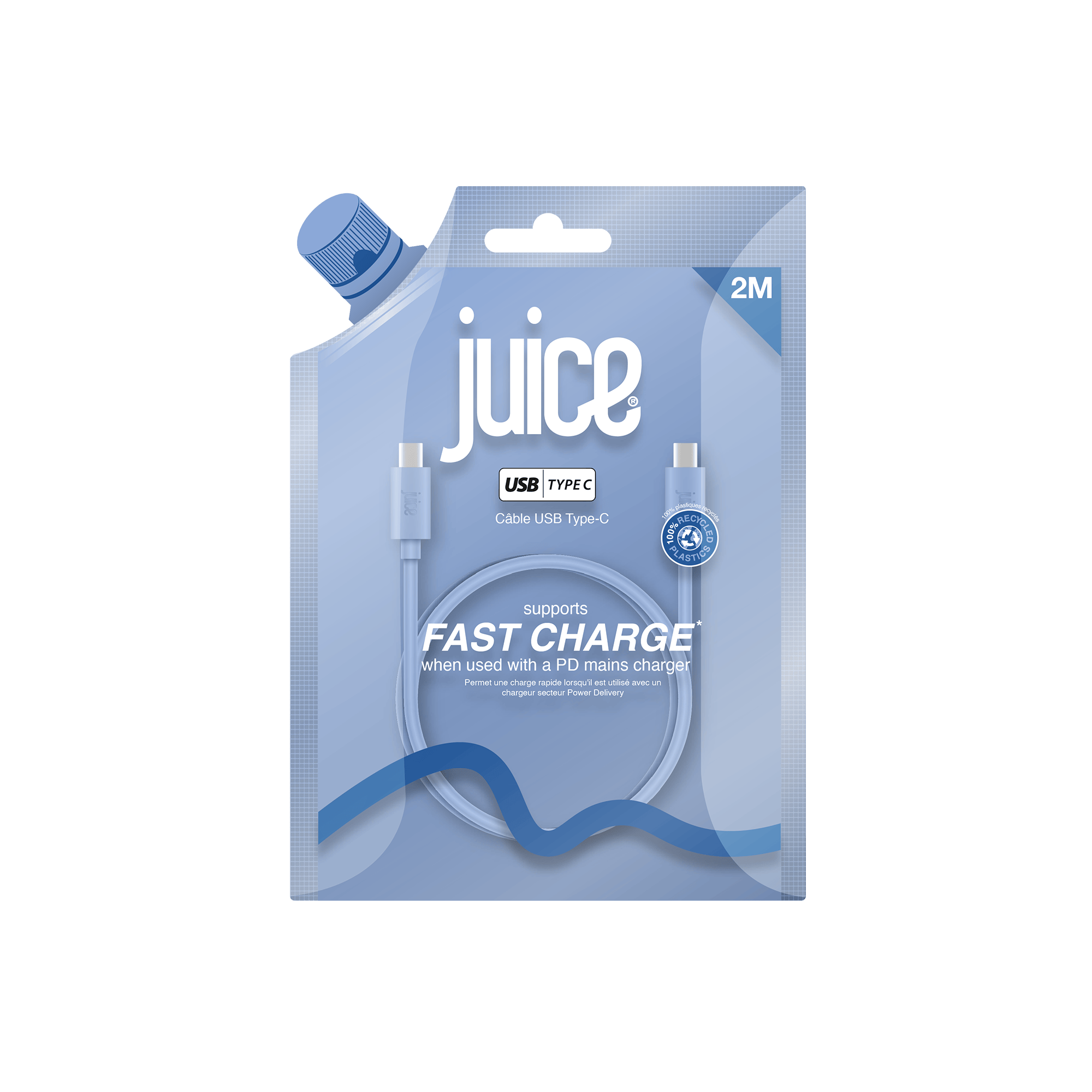 Juice iPhone 18 Colour Matched Bundle 1 – MagTec Power Bank + USB-C Cable 2m – Glacier – Cable Packaging