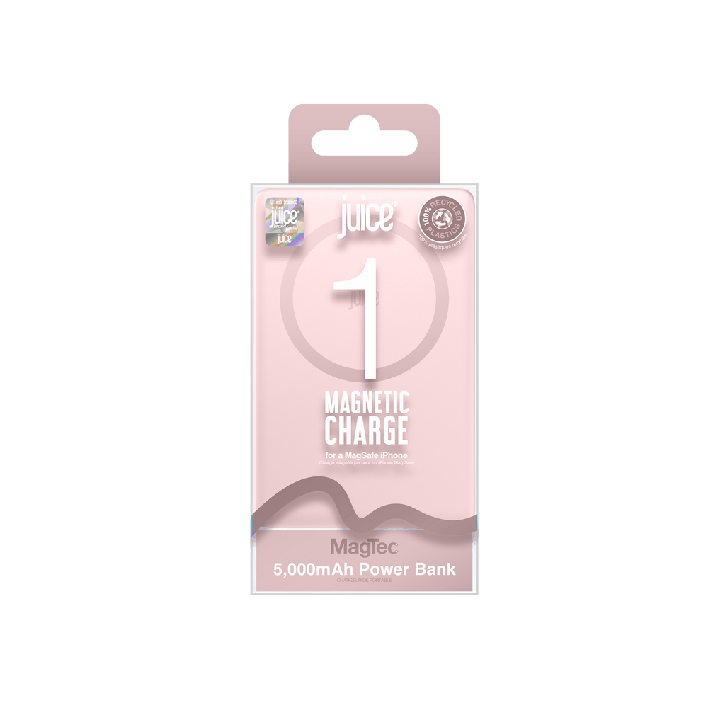 Juice iPhone 18 Colour Matched Bundle 1 – MagTec Power Bank + USB-C Cable 2m – Pink – Pb Packaging