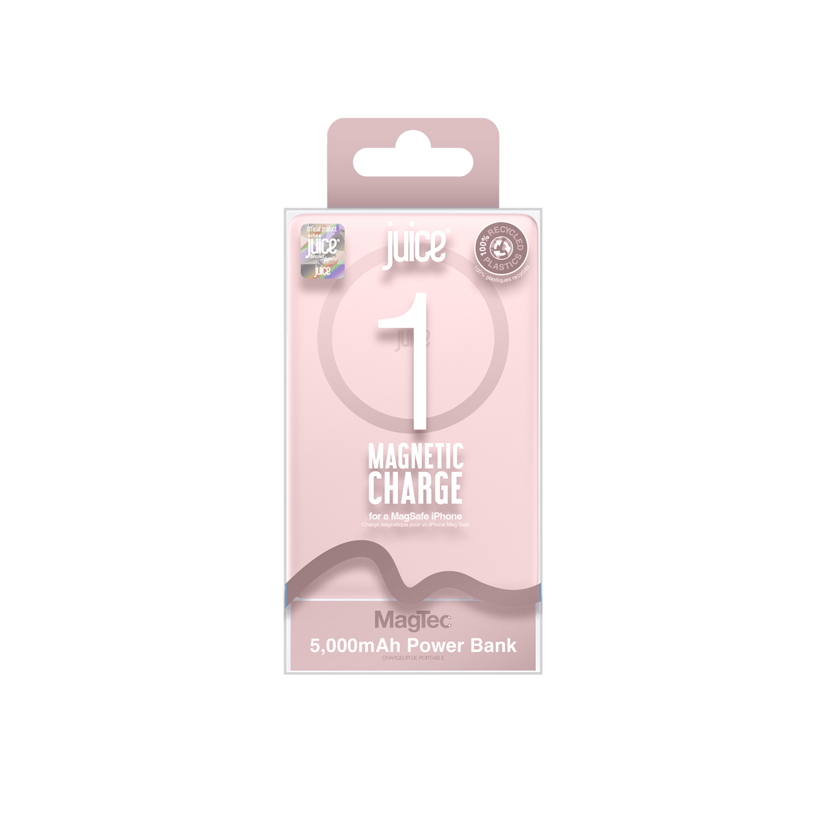 Juice iPhone 18 Colour Matched Bundle 1 – MagTec Power Bank + USB-C Cable 2m – Pink – Pb Packaging