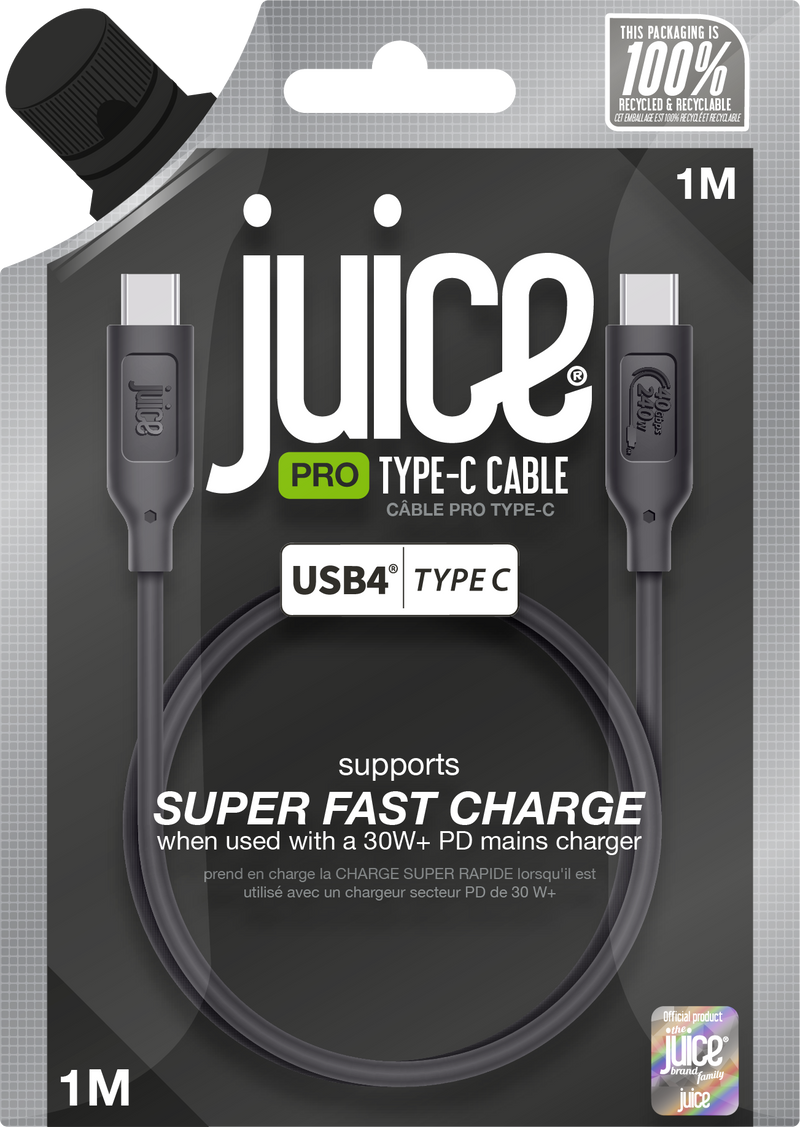 Juice USB4 Type-C to Type-C Charging and Display Cable 1m