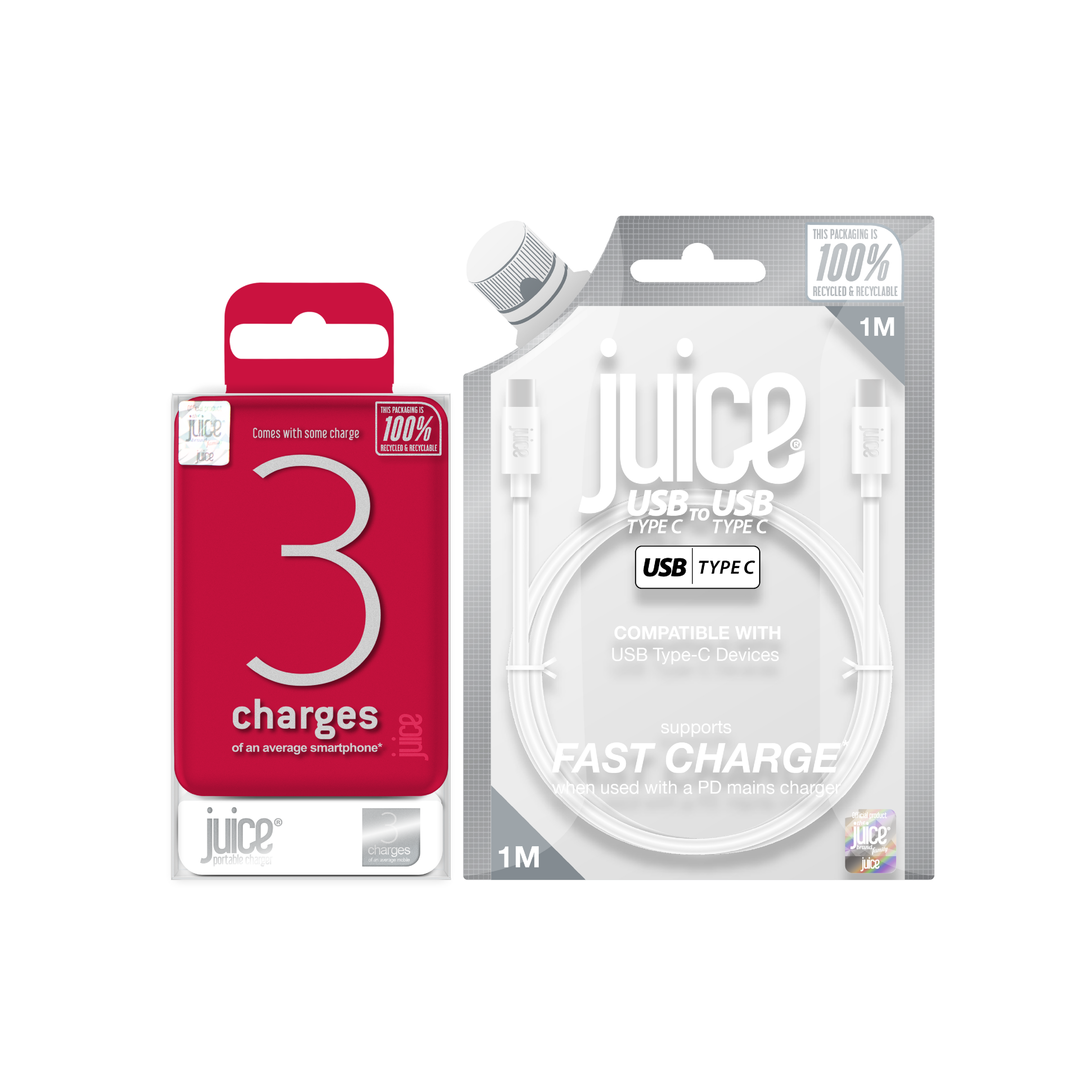England Match Day Bundle: 3 Charge 10,000 mAh Power Bank + Type C Cable