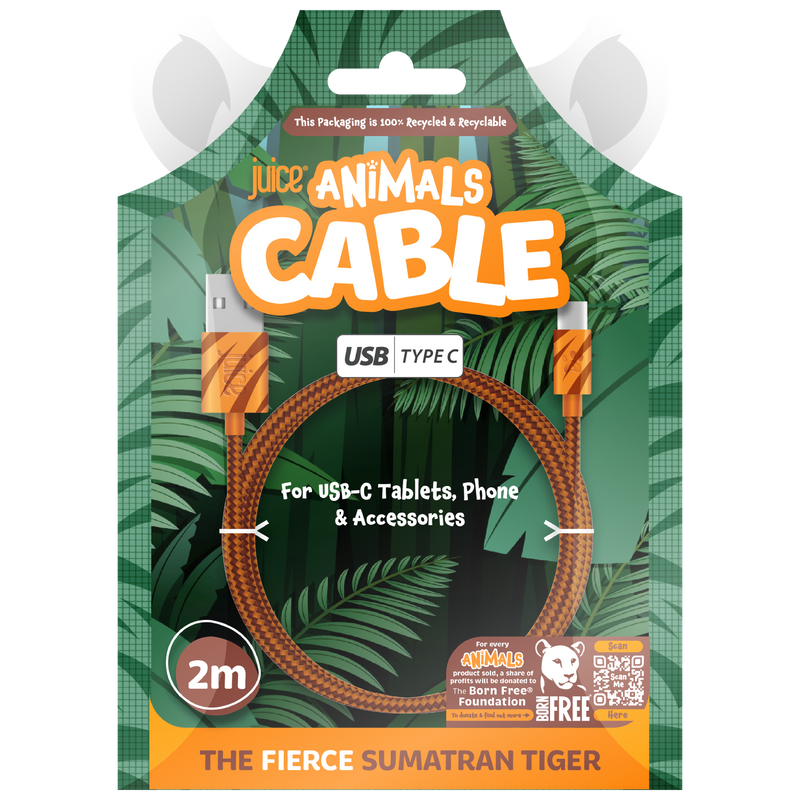 Juice Animals USB Type-C Braided 2m Charging Cable