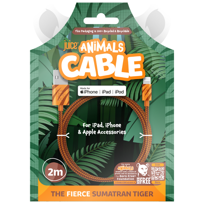 Juice Animals Lightning Braided 2m Charging Cable