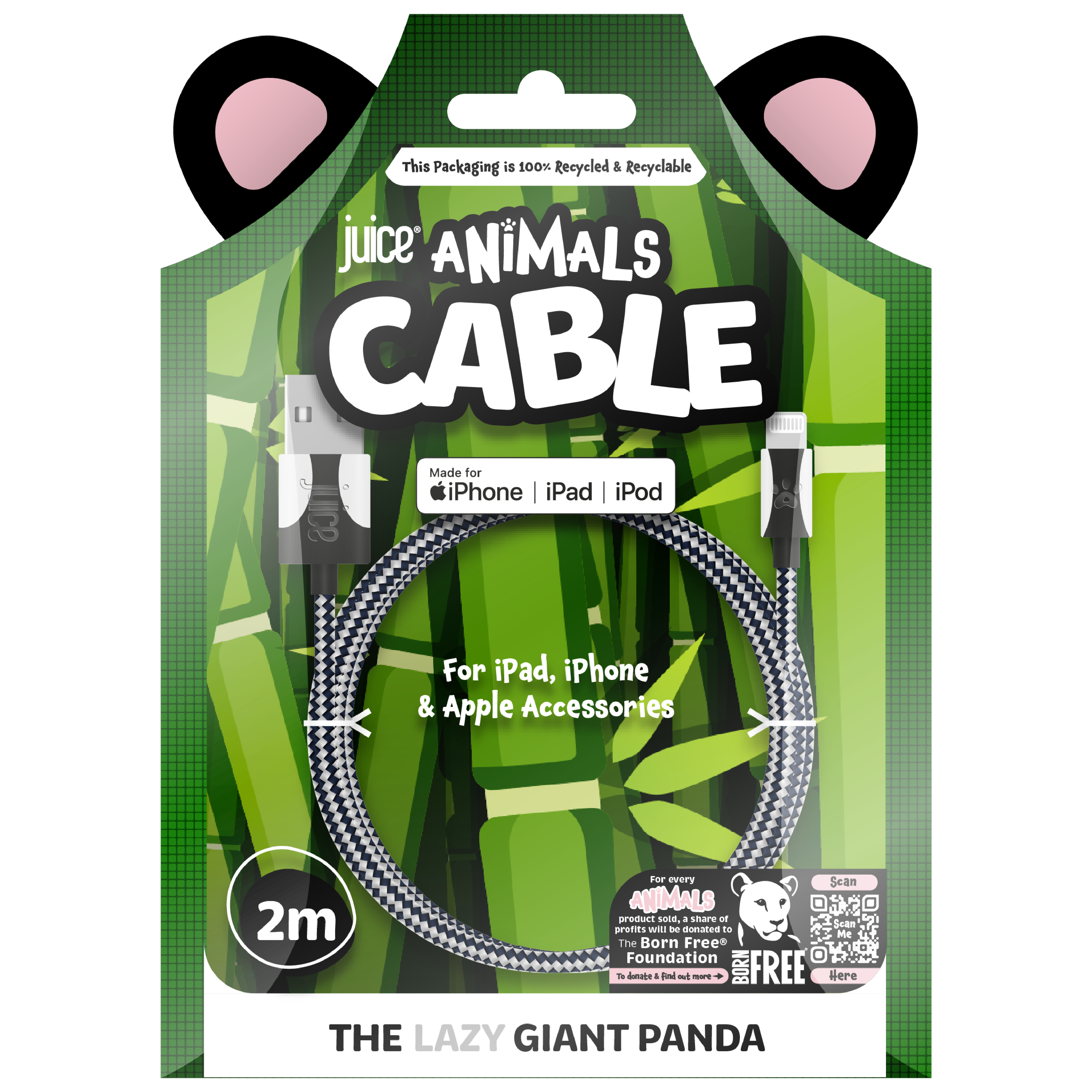 Juice Animals Lightning Braided 2m Charging Cable