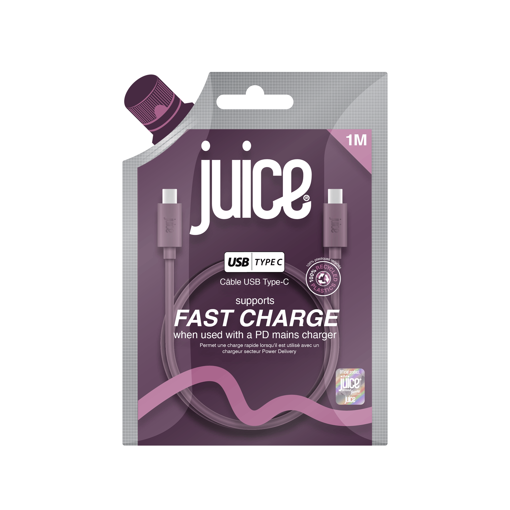Juice USB-C to USB-C Classic Charging Cable 1m – Burgundy – Core Asset 04