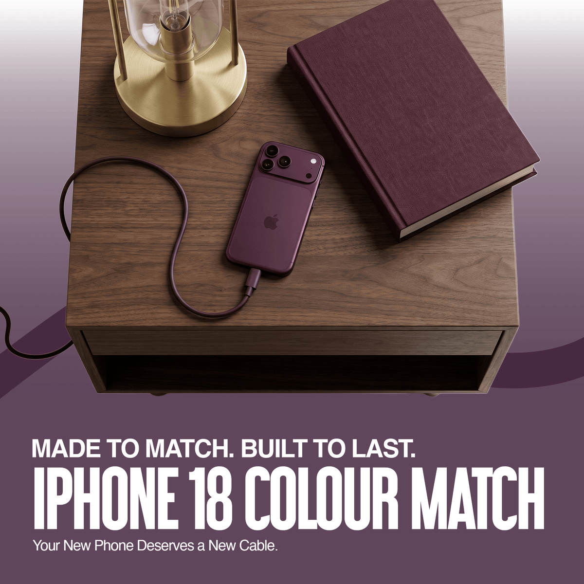 Juice USB-C to USB-C Classic Charging Cable 2m – Burgundy – Colour Match