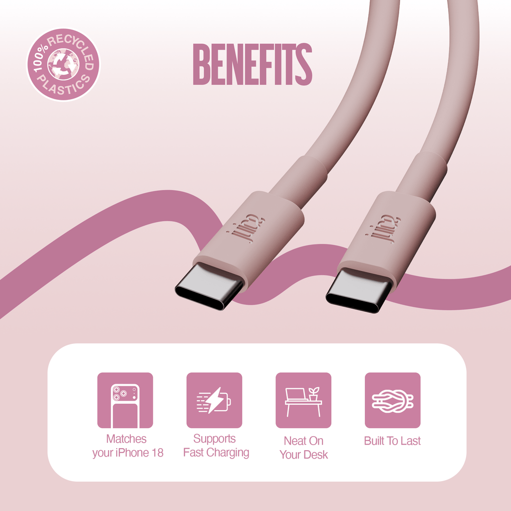 Juice USB-C to USB-C Classic Charging Cable 2m – Pink – Benefits
