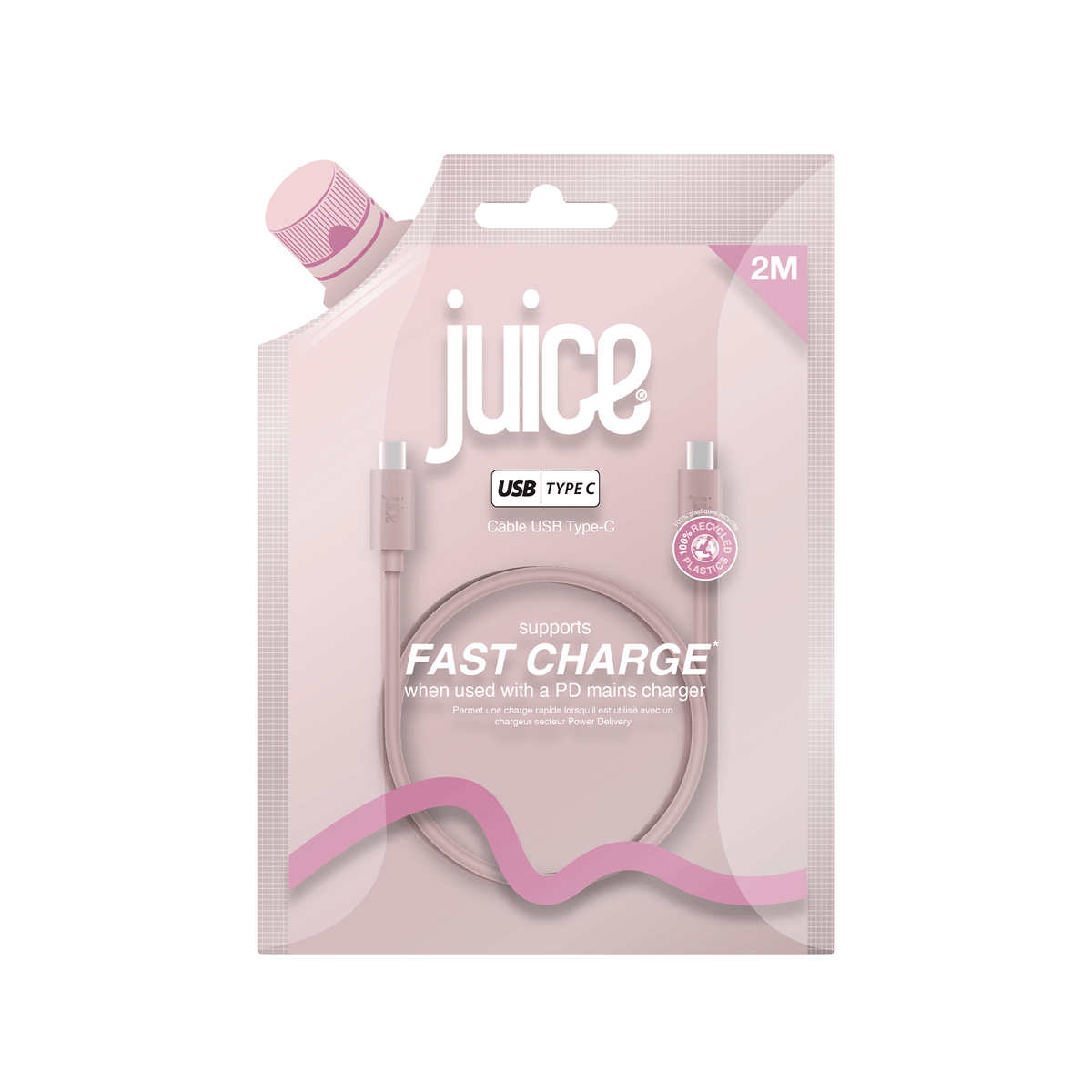 Juice USB-C to USB-C Classic Charging Cable 2m – Pink – Core Asset 04