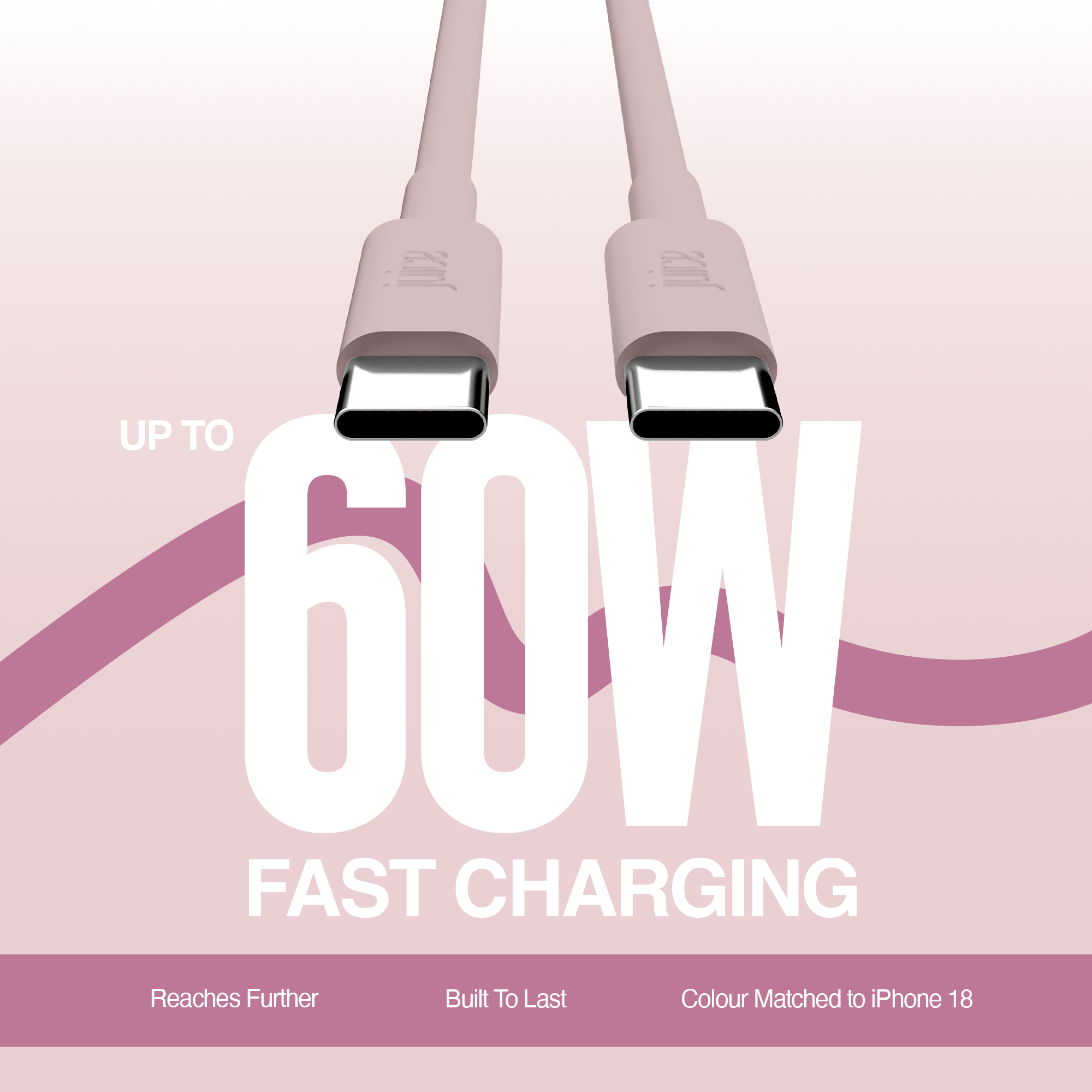 Juice USB-C to USB-C Classic Charging Cable 2m – Pink – Product Spec