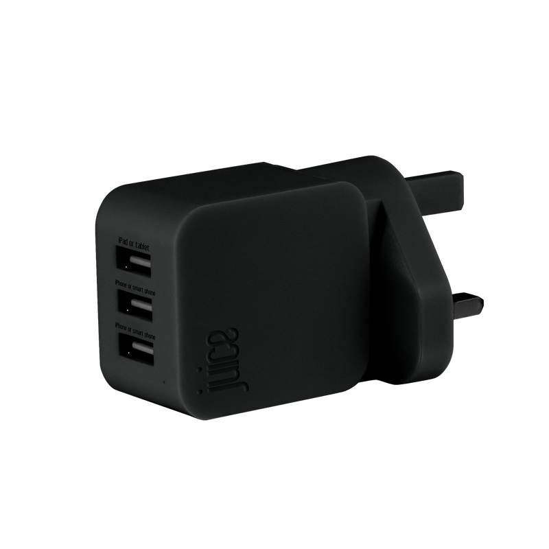 Triple Juice Port 3.4 Amp Mains Charger Plug