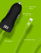Juice 20W Integrated Lightning Car Charger - Black