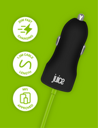 Juice 20W Integrated Lightning Car Charger - Black