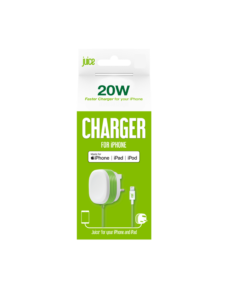 Juice 20W Apple Lightning Mains Charger with 1.5 metre Integrated Cable