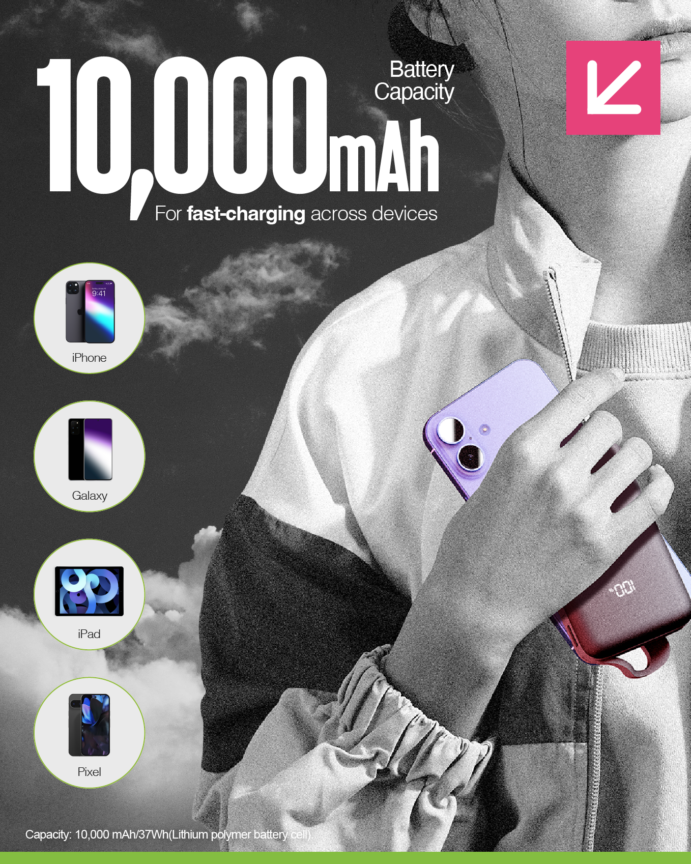 بنك الطاقة Juice Integrated 2 Charge – 10,000 مللي أمبير في الساعة 