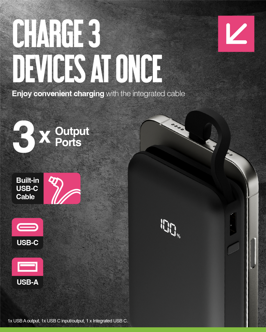 Juice Integrated 3 Charge Power Bank – 12,000mAh