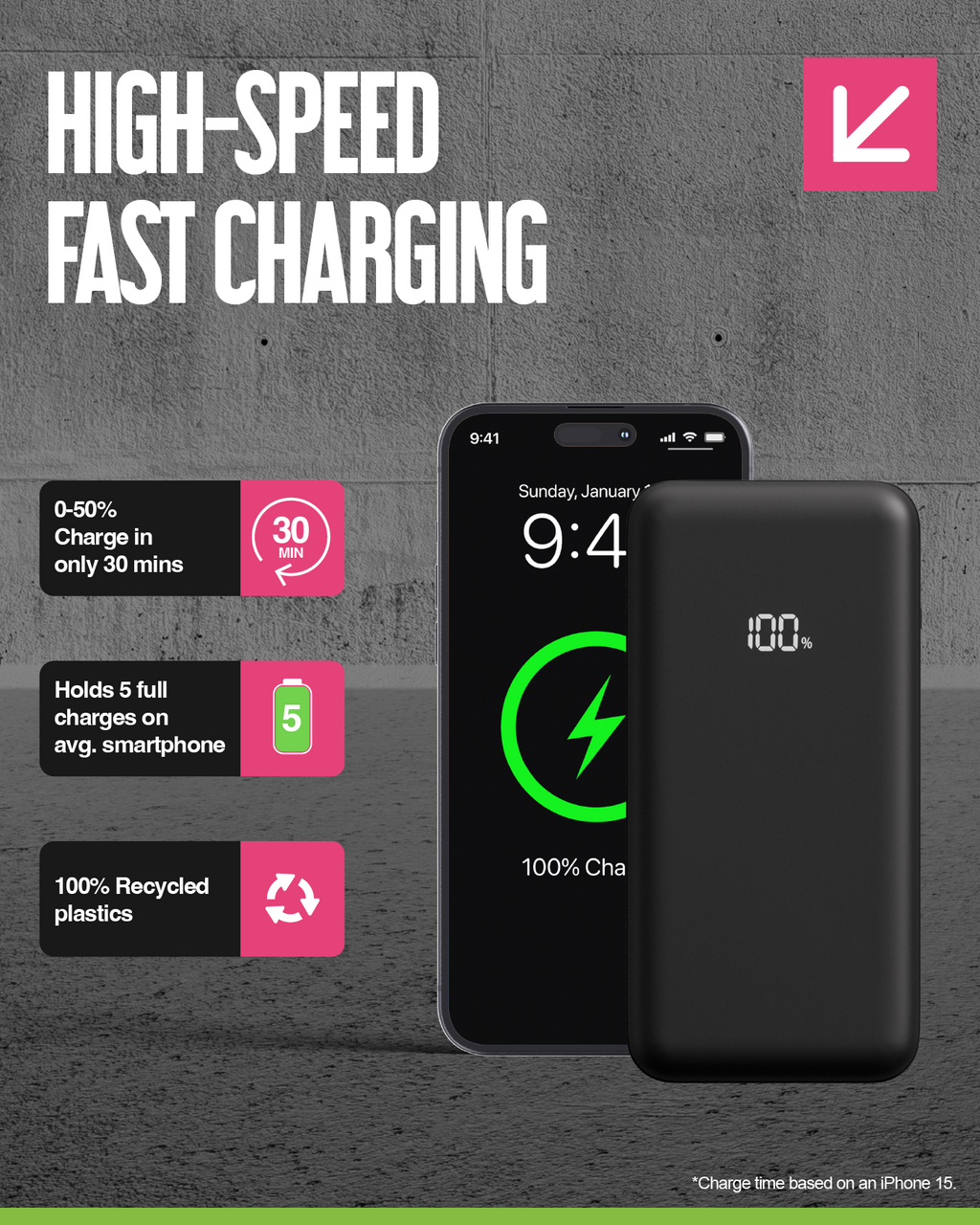 Juice Integrated MAX Charge Power Bank TEAL – 20,000mAh