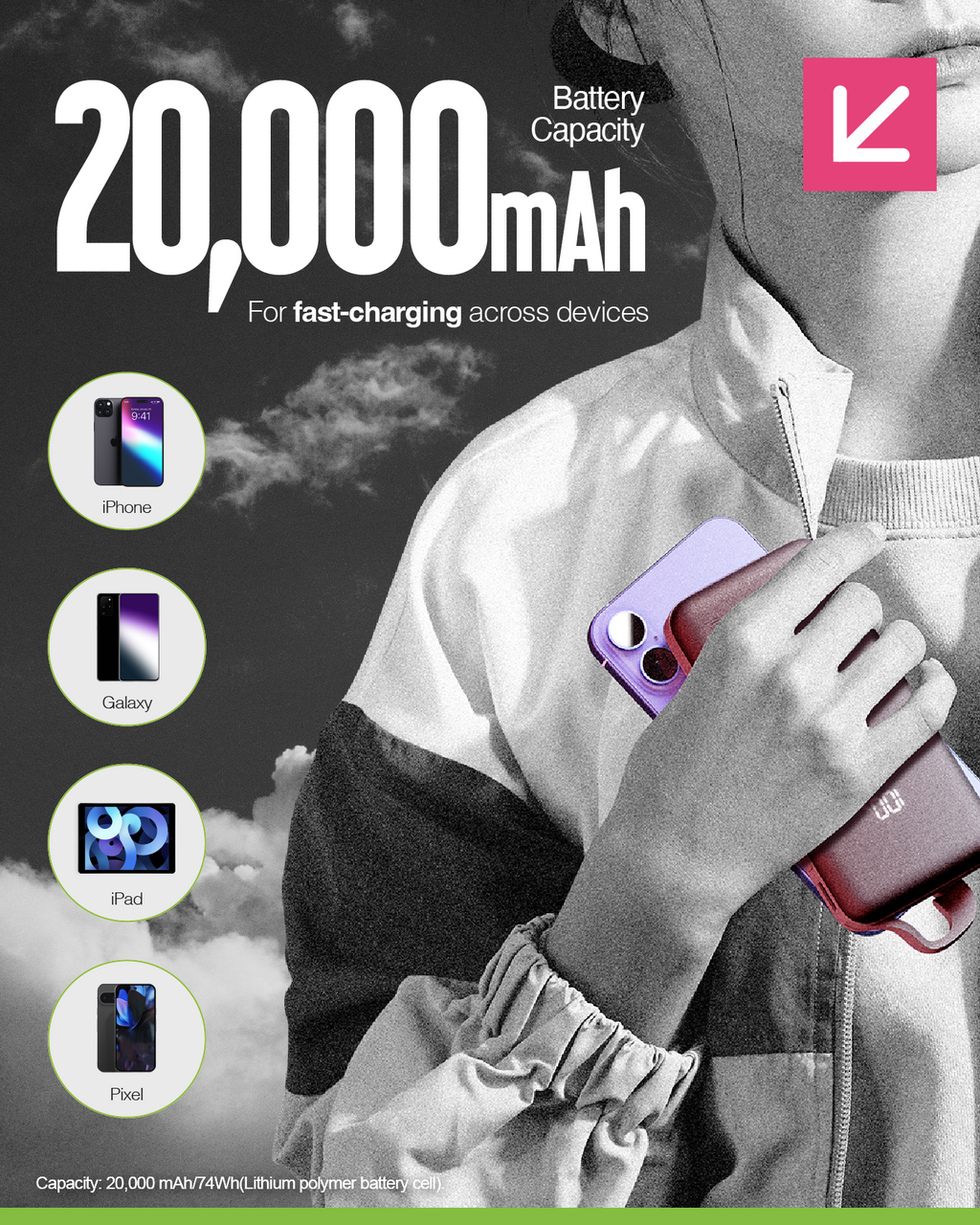 Juice Integrated MAX Charge Power Bank TEAL – 20,000mAh