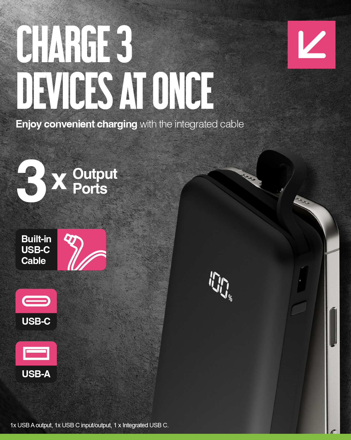 Juice Integrated MAX Charge Power Bank TEAL – 20,000mAh