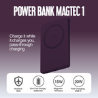 Juice 1 Charge Mag Tec Power Bank – 5,000mAh – iPhone 18 Colour Match – Burgundy – Product Spec