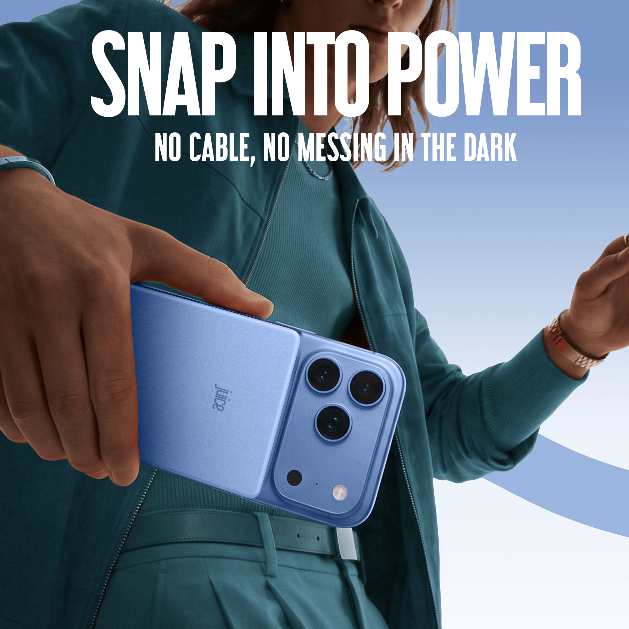 Juice 1 Charge Mag Tec Power Bank – 5,000mAh – iPhone 18 Colour Match – Glacier – Human