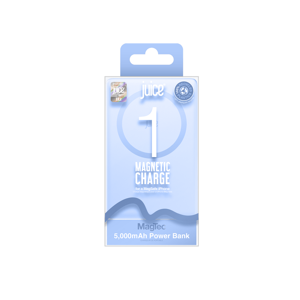 Juice 1 Charge Mag Tec Power Bank – 5,000mAh – iPhone 18 Colour Match – Glacier – Packaging