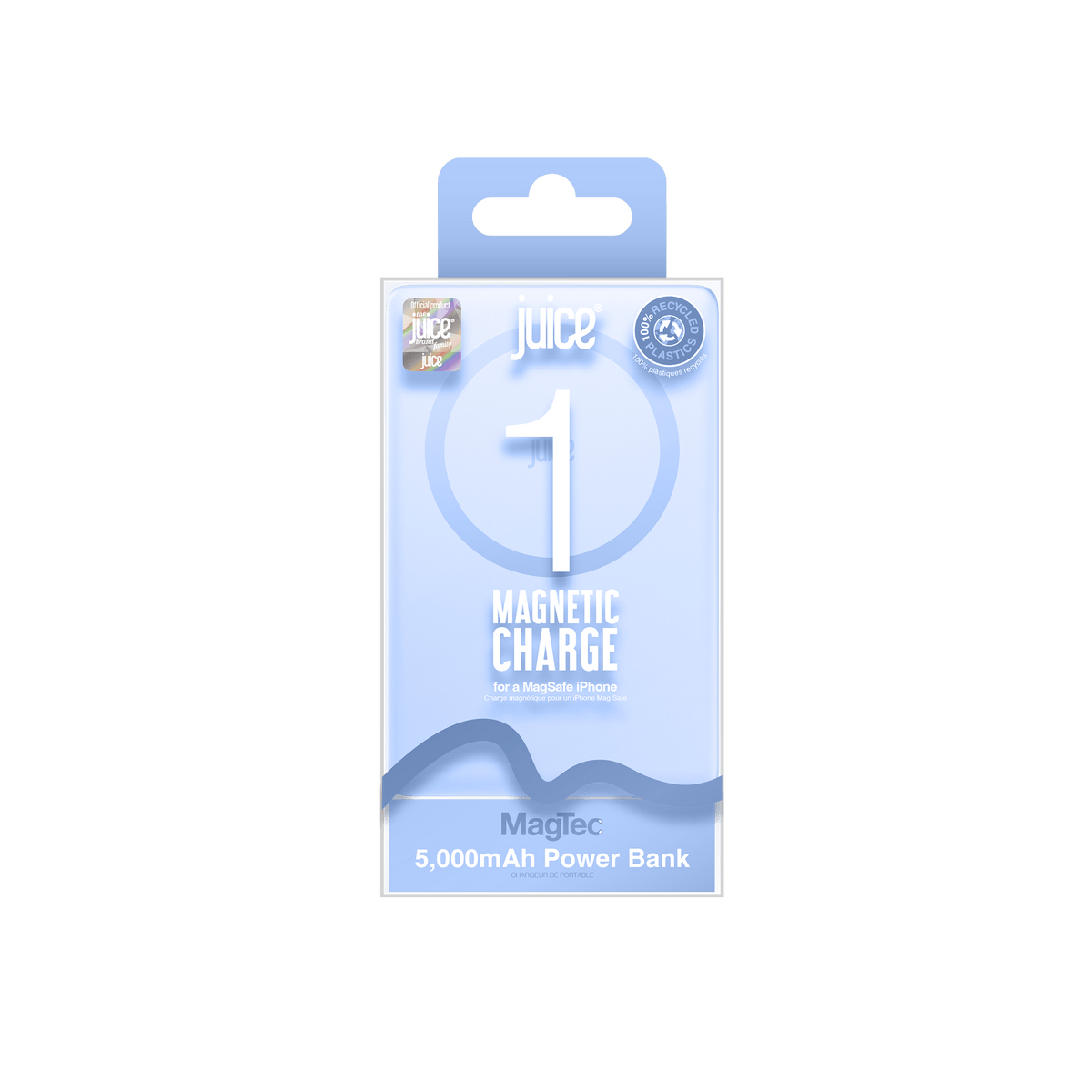 Juice 1 Charge Mag Tec Power Bank – 5,000mAh – iPhone 18 Colour Match – Glacier – Packaging