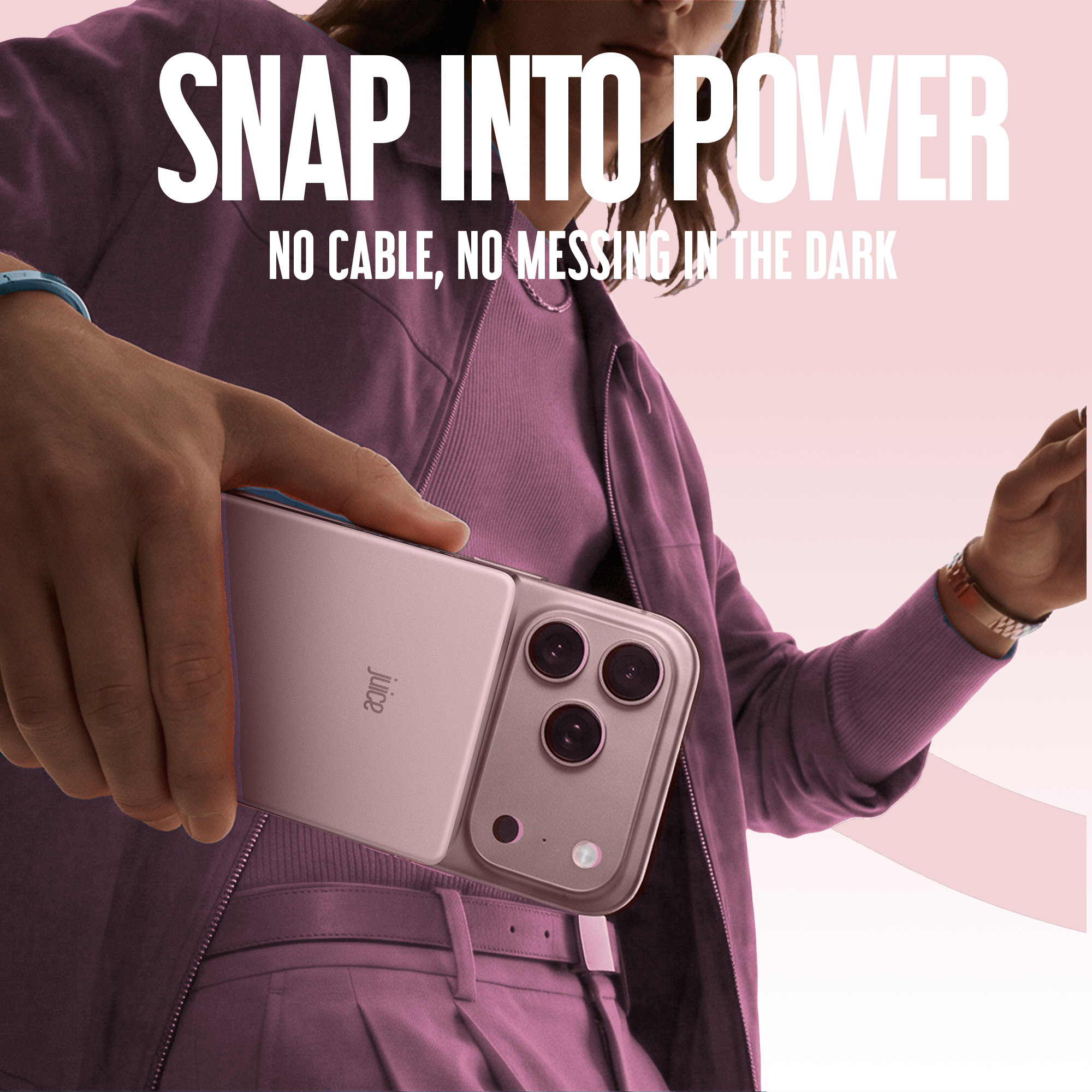 Juice 1 Charge Mag Tec Power Bank – 5,000mAh – iPhone 18 Colour Match – Pink – Human