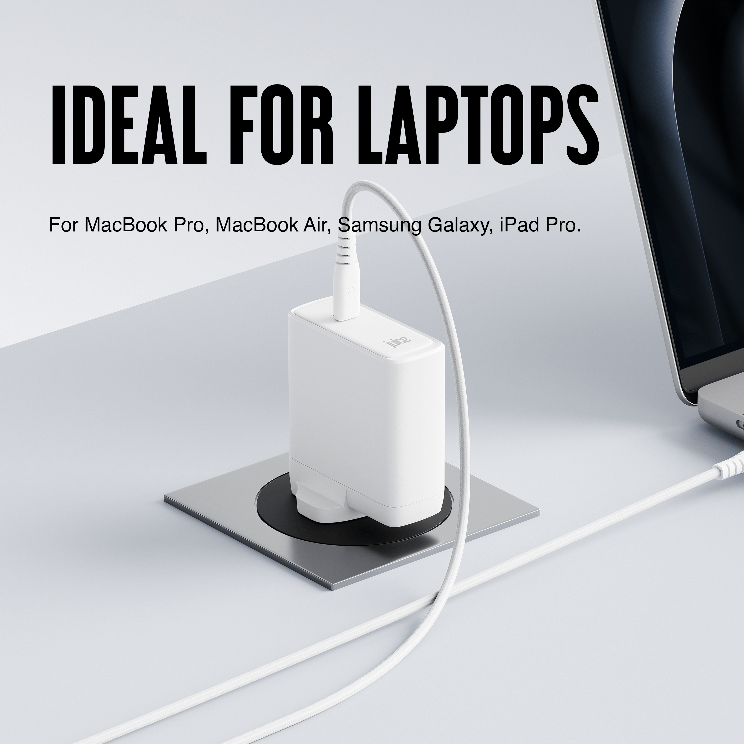 Juice 140W USB-C Fast Charger Plug with 2m Cable – GaN Power for MacBook, Laptop & Phone