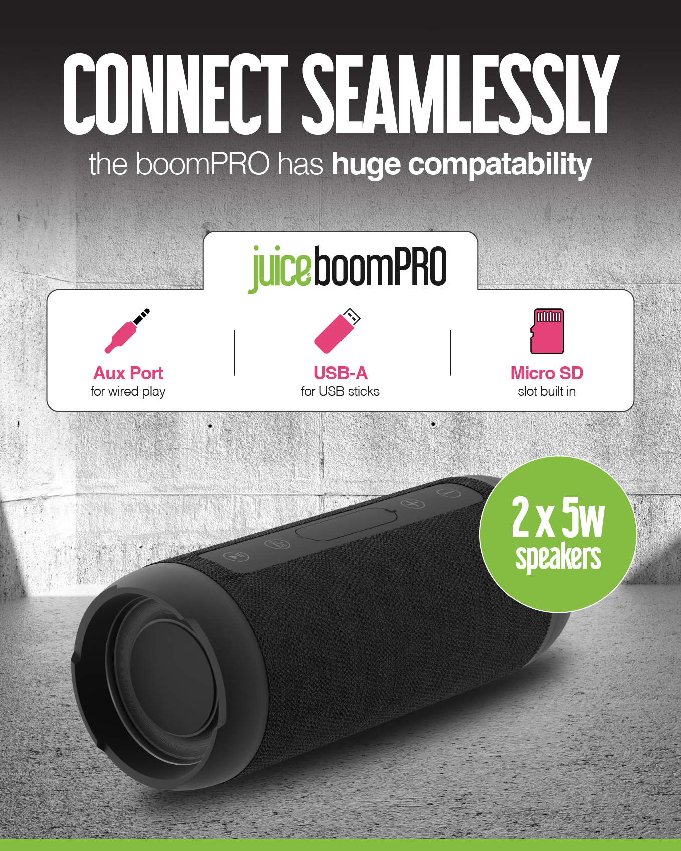 مكبر صوت بلوتوث Juice Boom Pro – أسود 