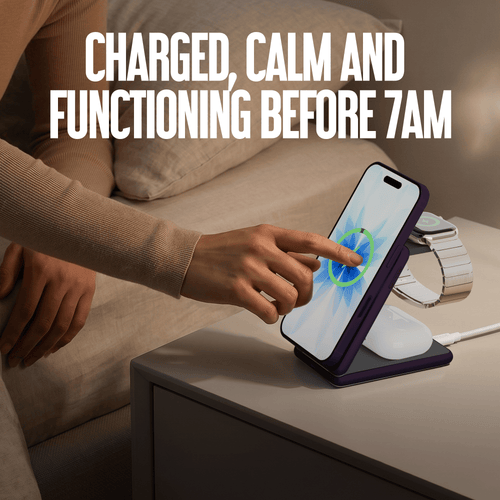 Juice 3-in-1 Compact Wireless Charger 15W (UK Plug) – Burgundy – Human