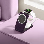 Juice 3-in-1 Compact Wireless Charger 15W (UK Plug) – Burgundy – Lifestyle