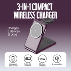 Juice 3-in-1 Compact Wireless Charger 15W (UK Plug) – Burgundy – Product Spec