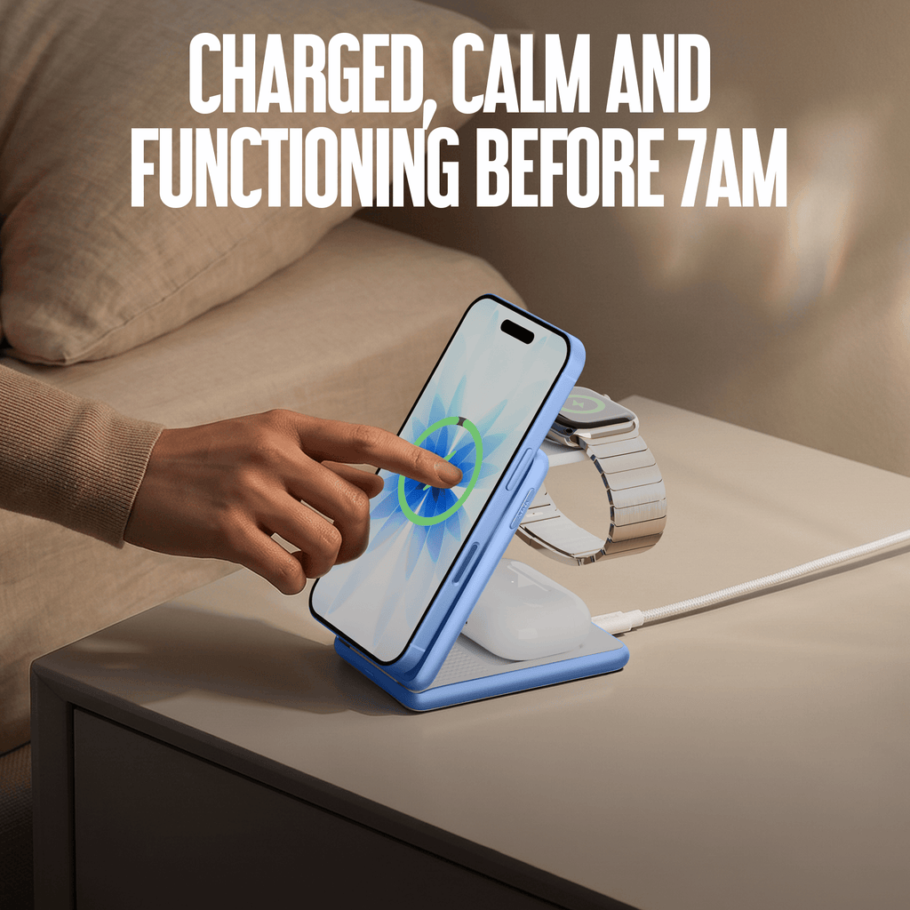 Juice 3-in-1 Compact Wireless Charger 15W (UK Plug) – Glacier – Human