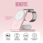 Juice 3-in-1 Compact Wireless Charger 15W (UK Plug) – Pink – Benefits