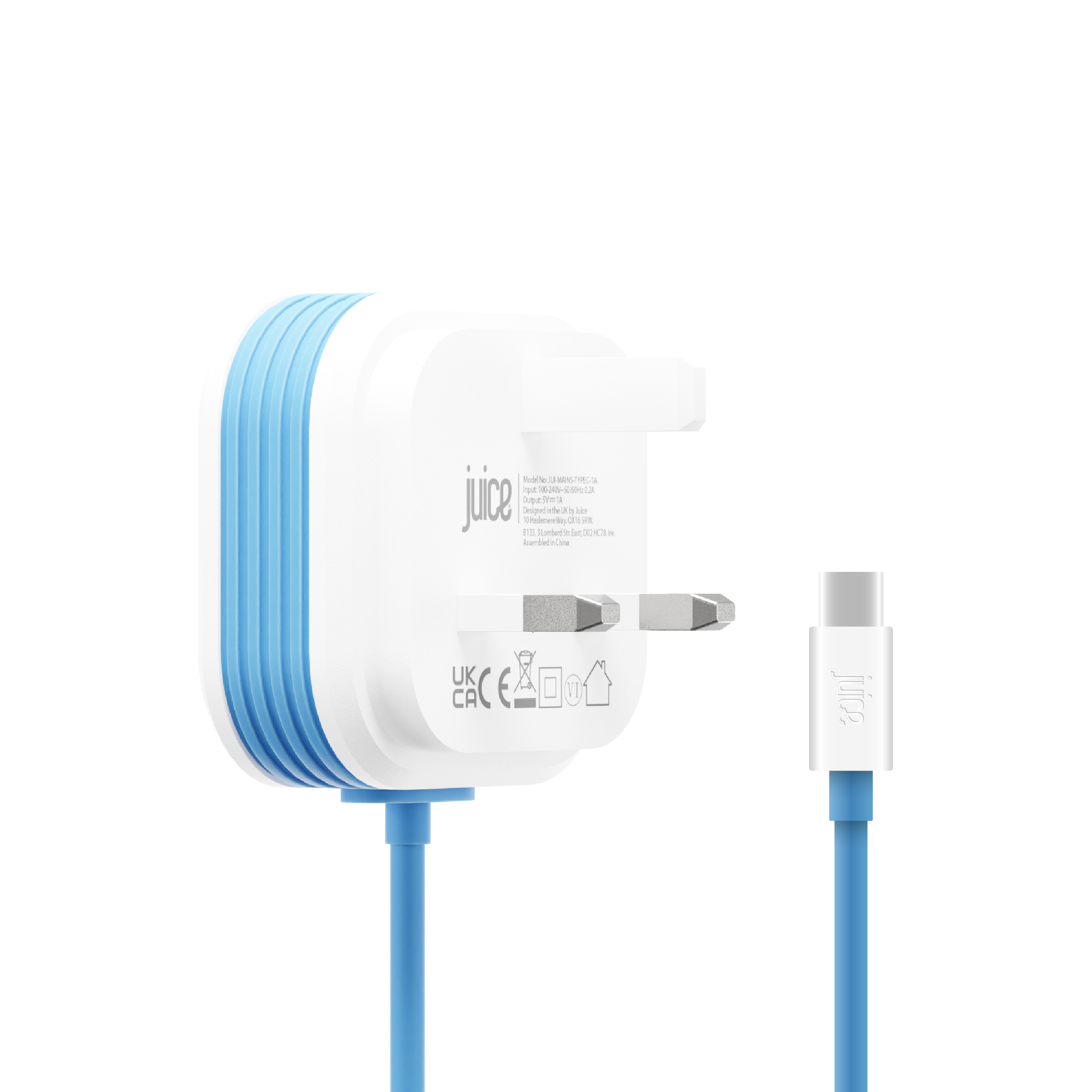 Juice 12 Watt USB-C Mains Charger with 1.5 metre Integrated Cable