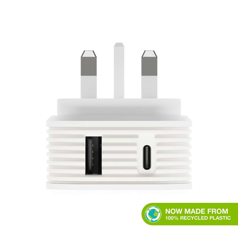 Juice 20W Dual Port Fast Charger Plug – White