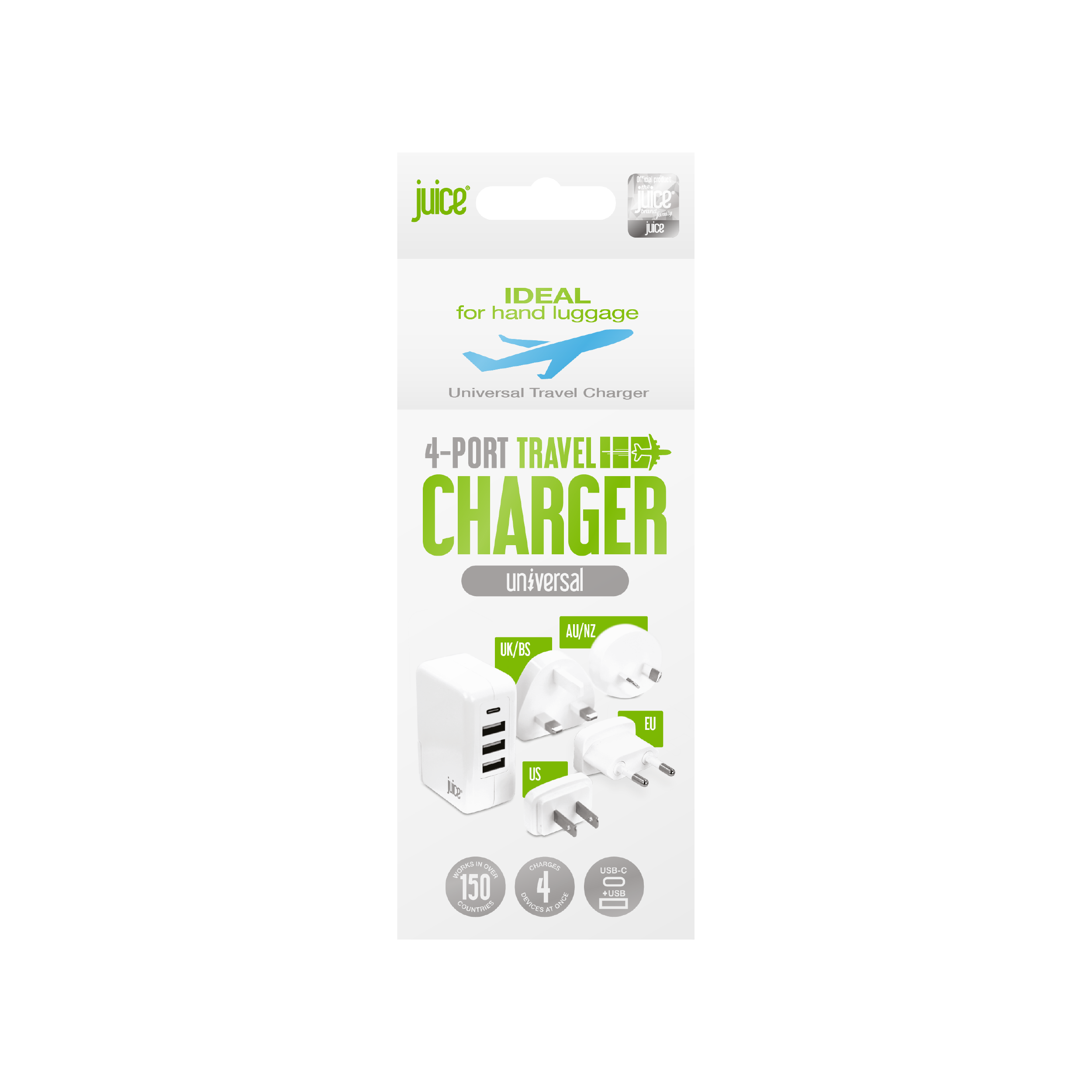 Juice 4.8 Amp Travel Juice Universal Charger – White